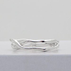 Real Sterling Silver Modernist Curvy Stacking Ring Size 6 Stamped 925